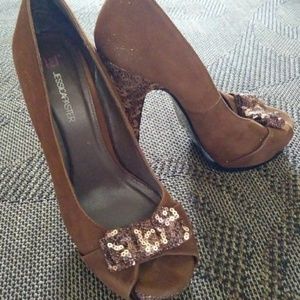 JustFab JessicaPaster Brown sequin high heel